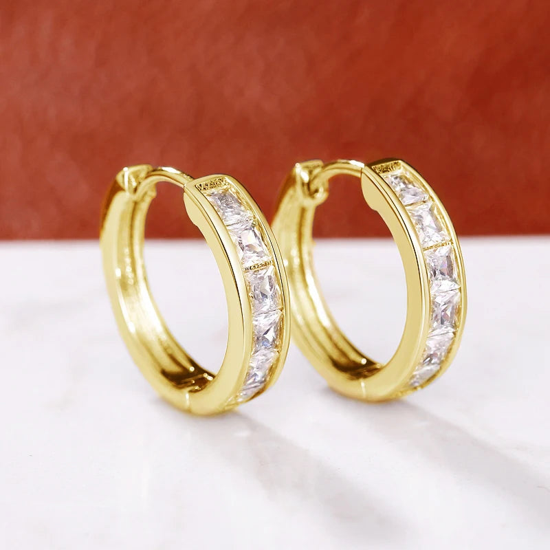 Classic Design Hoop Earrings with Princess Square CZ