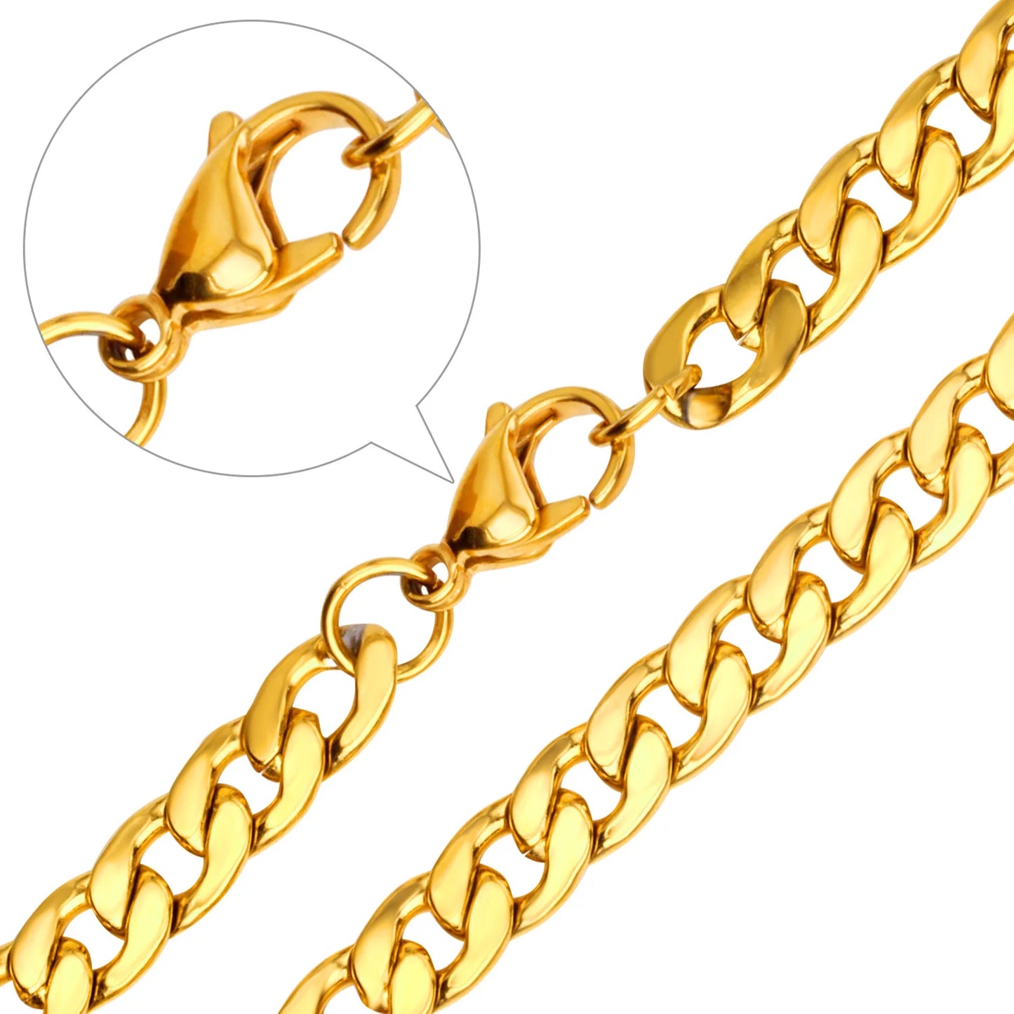 LUXUSTEEL Basic Punk Stainless Steel Chain Necklace For Women Men Cuban Figaro Braided Wheat Link Choker 5MM/7MM Wholesale