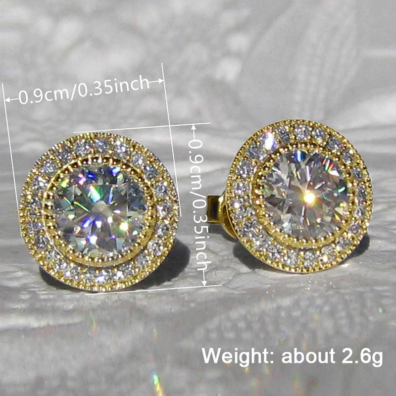 Huitan Dainty Small Round CZ Stud Earrings for Women Simple and Elegant Daily Wear Ear Piercing Accessories Statement Jewelry