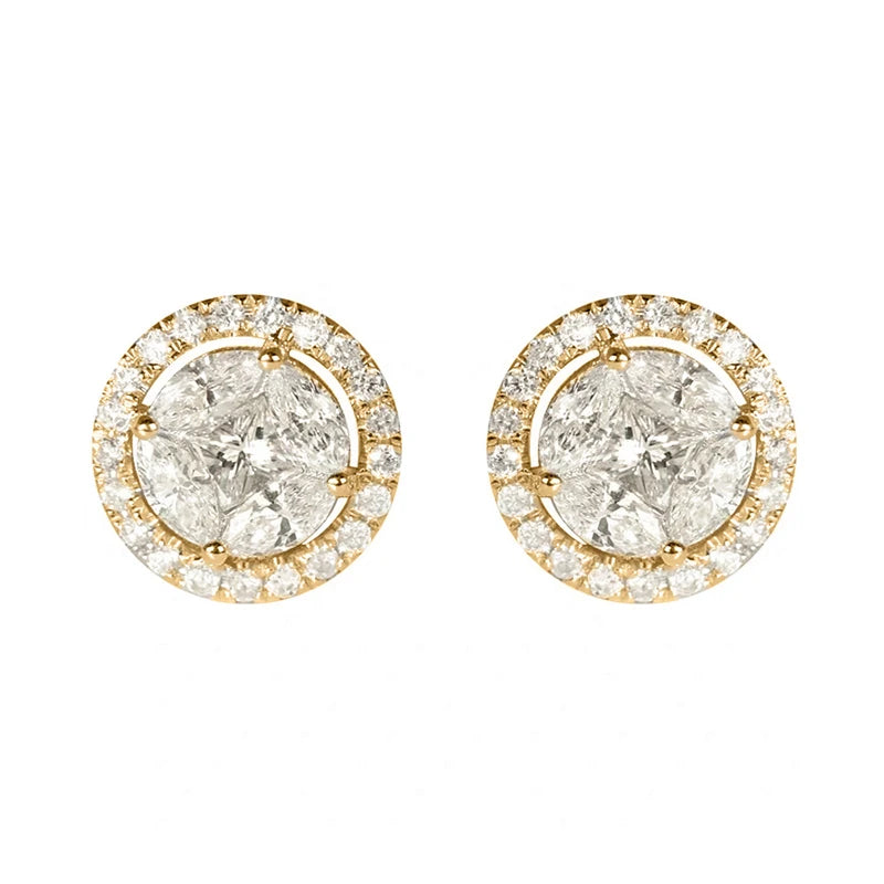 Huitan Classic Women's Stud Earrings Gold Color/Silver Color Crystal Cubic Zirconia Exquisite Female Earrings Versatile Jewelry