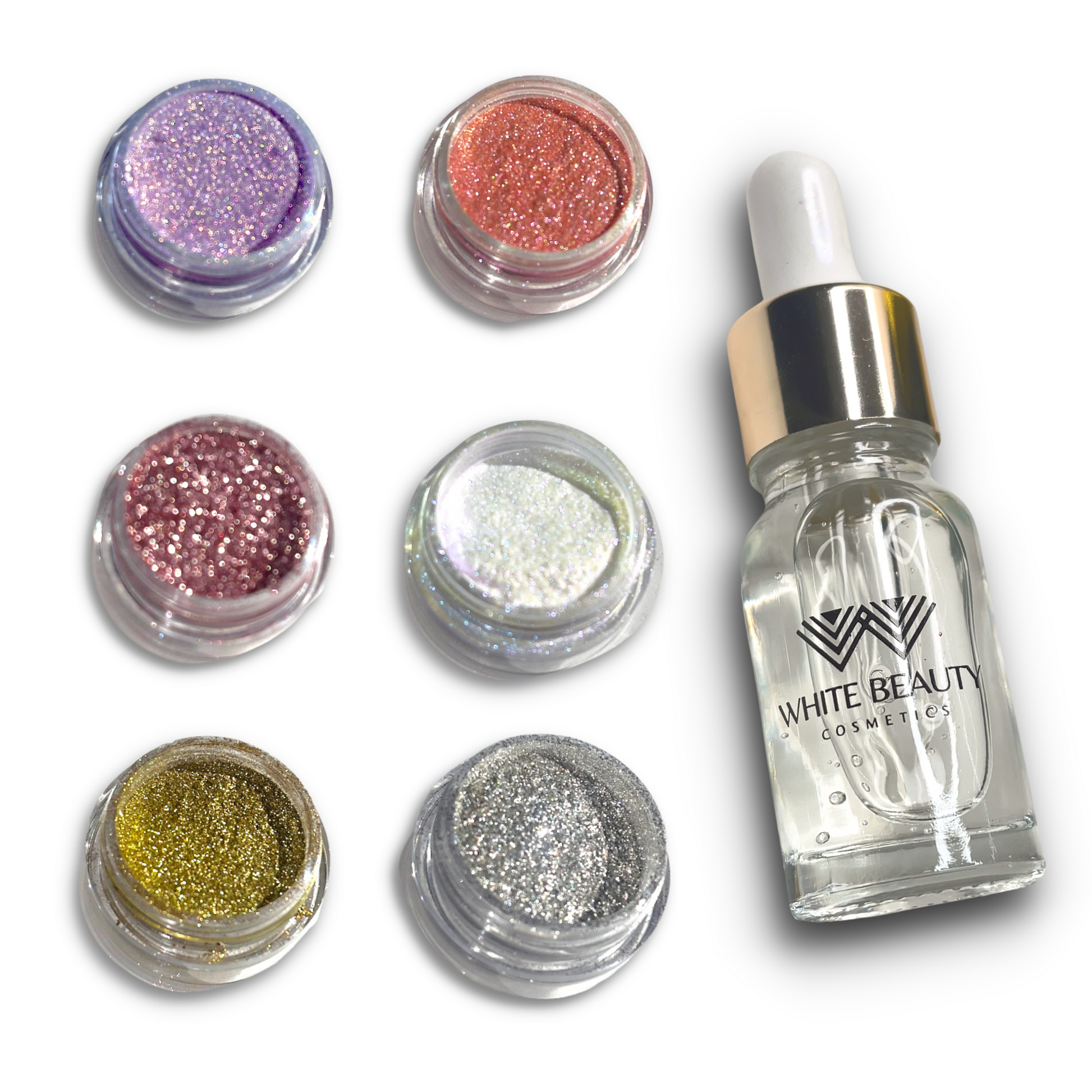 Diamond Loose Glitter Pigment Collection 7 PCS – White Beauty